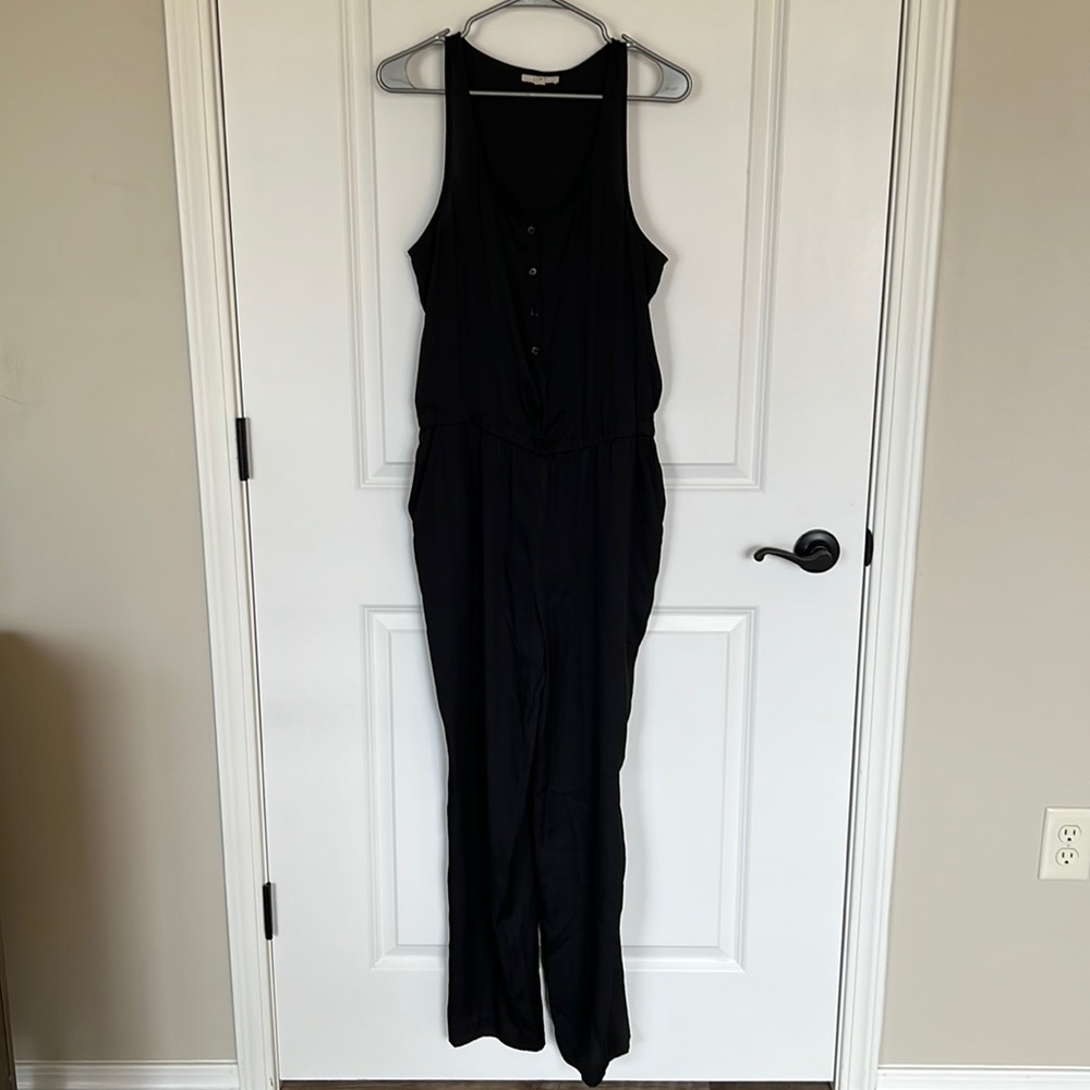 Loft Lightweight Black Button Polyester Jumpsuit. - image 1